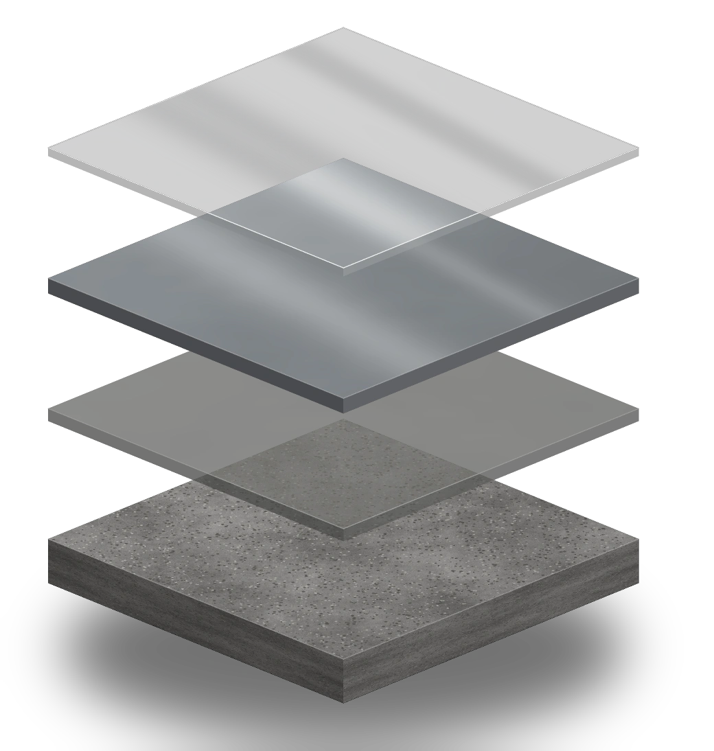 Cross-section of the neat system floor layers